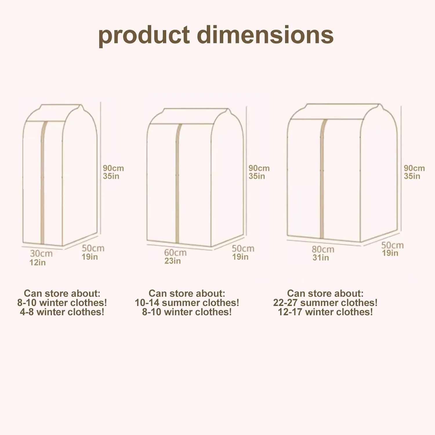 Clear Garment Bags, Printed Garment Covers with Zip, Clothes Cover for Hanging, Dustproof, Washable, for Dress, Suit, Coat(Blue,30x50x90cm)