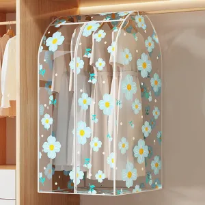 Clear Garment Bags, Printed Garment Covers with Zip, Clothes Cover for Hanging, Dustproof, Washable, for Dress, Suit, Coat(Blue,30x50x90cm)
