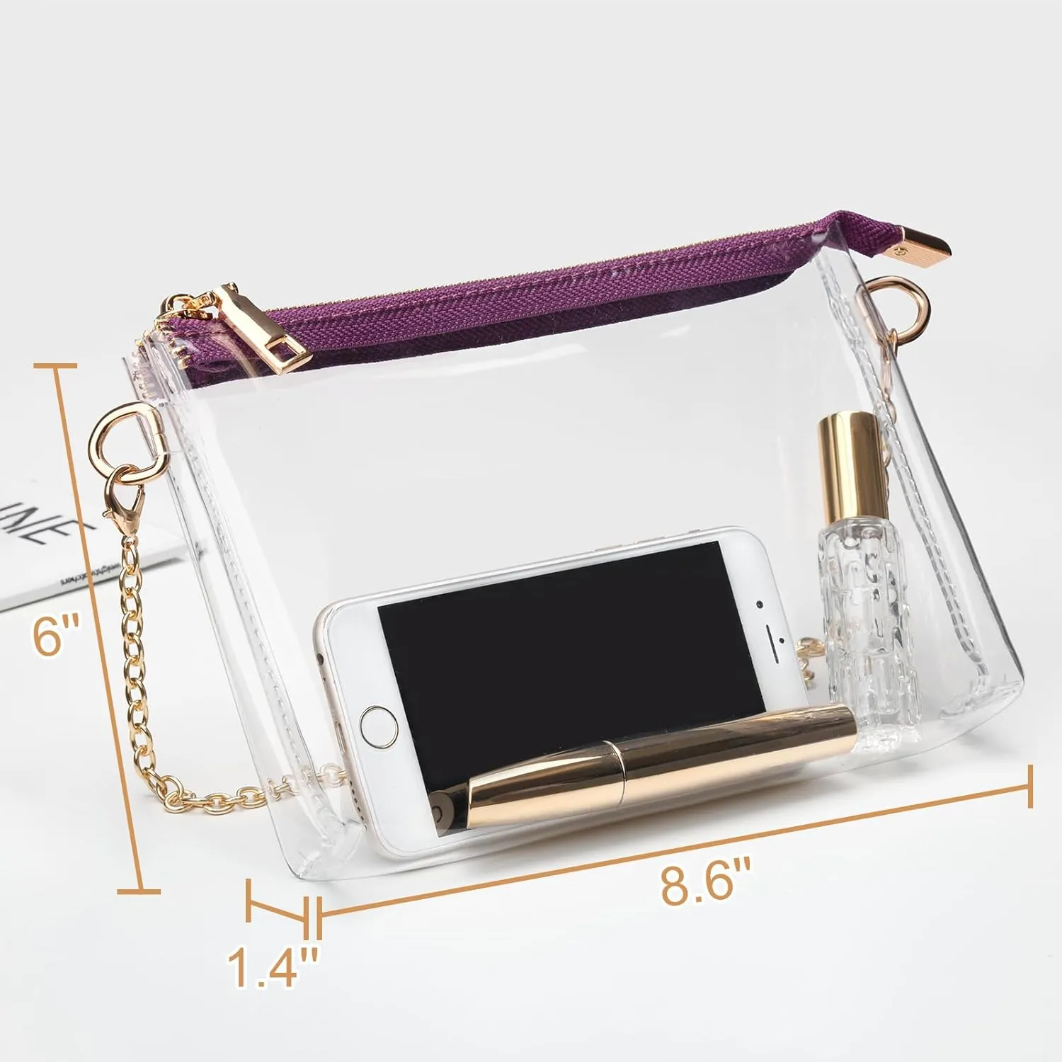 Clear Purse for Women - Stadium Approved Small Crossbody Bag with Zipper, Clear Stadium Bag for Concerts, Sports