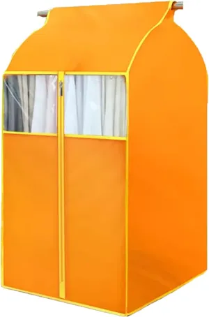 Clothes Rack Cover with Zipper, Garment Rack Cover with Clear Window, Thick Oxford Cloth Garment Bag(Orange)