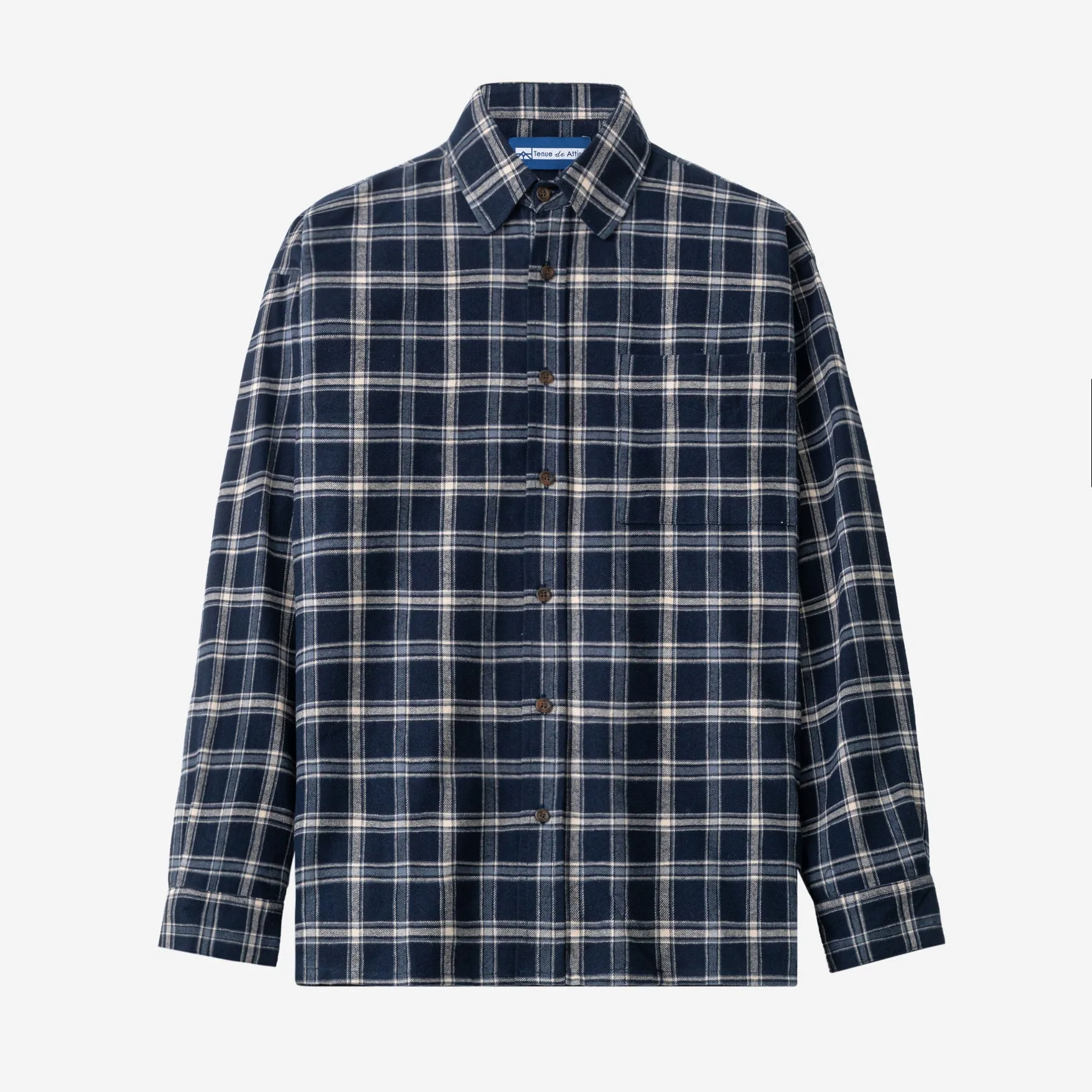 College Days Flannel Long Sleeve - Navy Grey