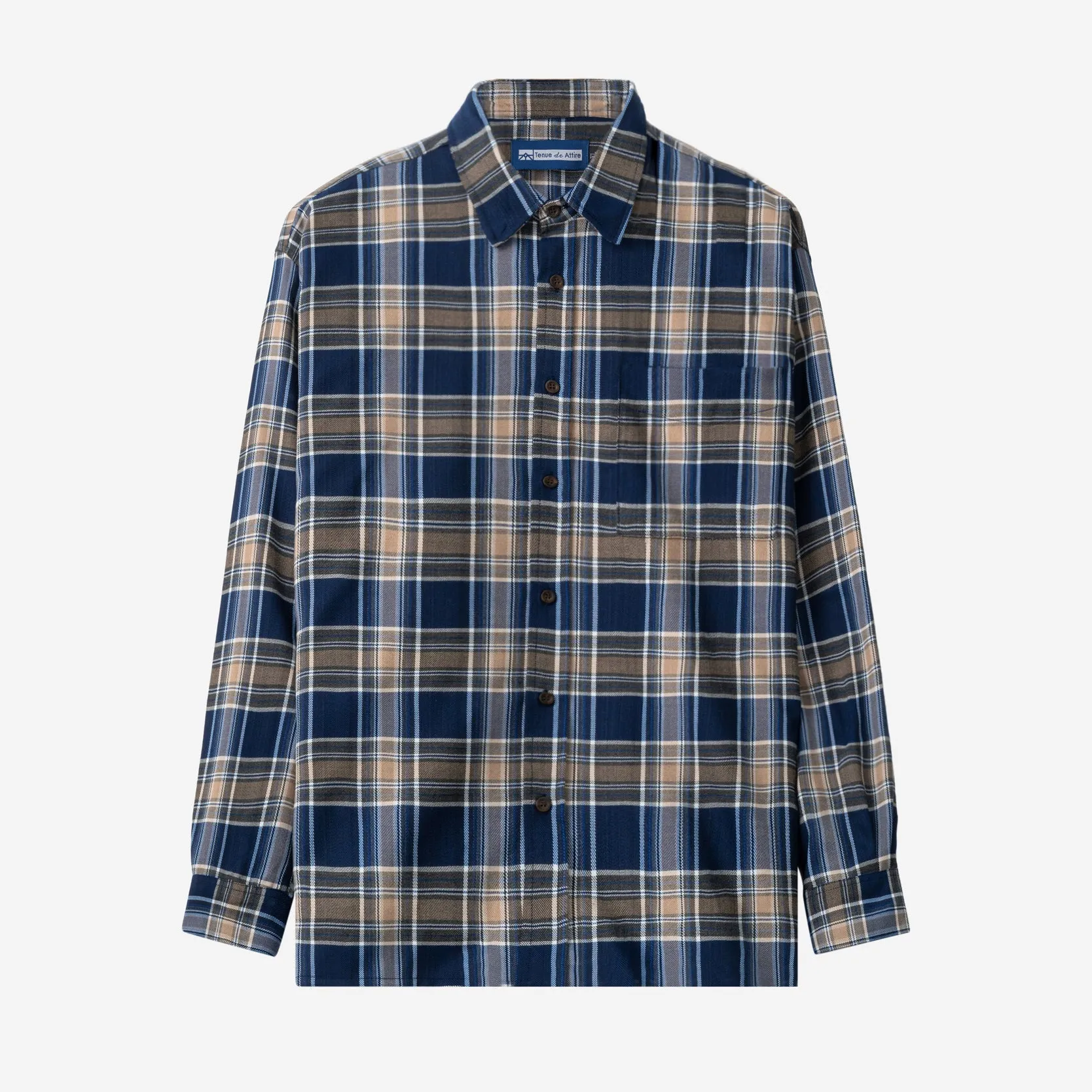 College Days Flannel Long Sleeve - Navy Khaki