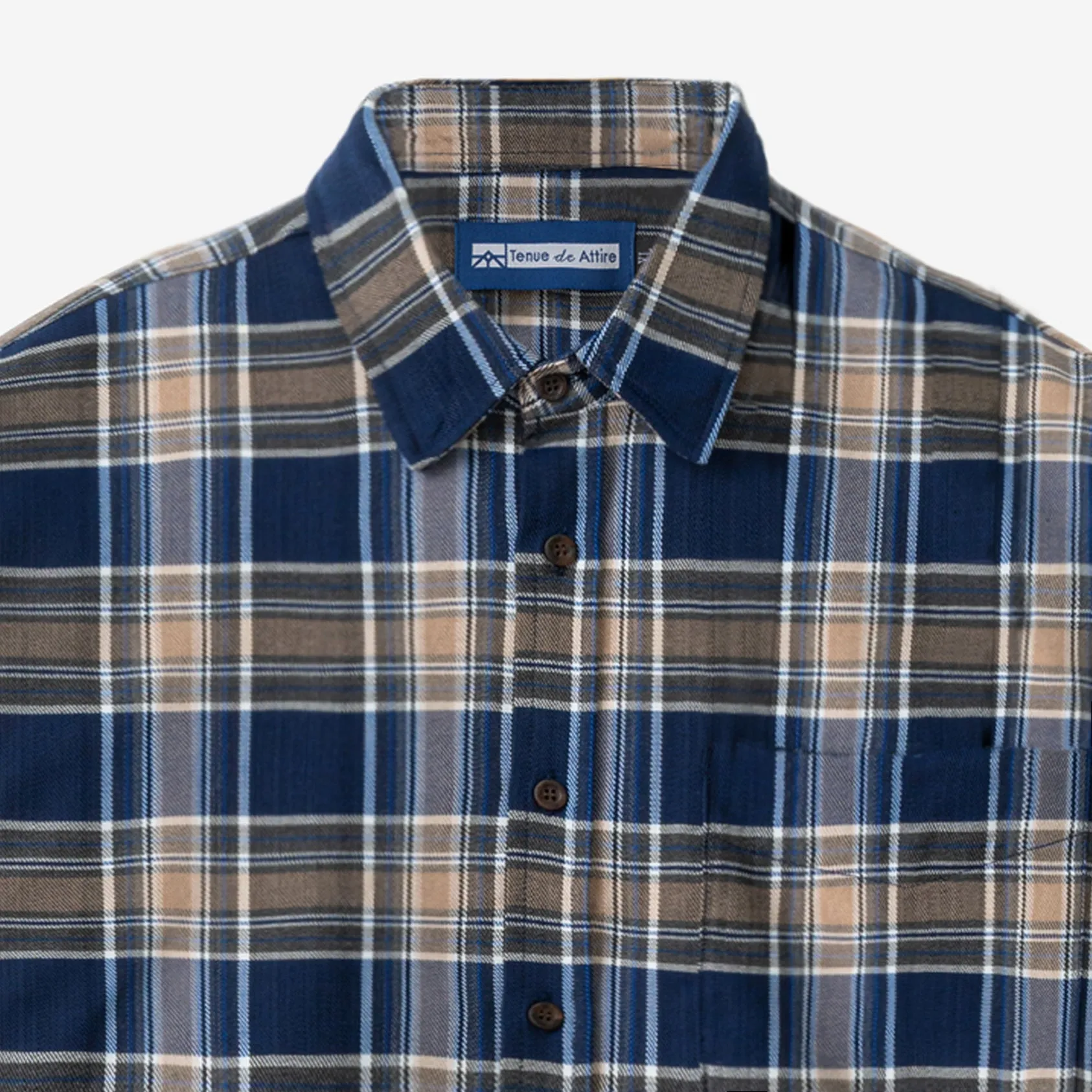 College Days Flannel Long Sleeve - Navy Khaki