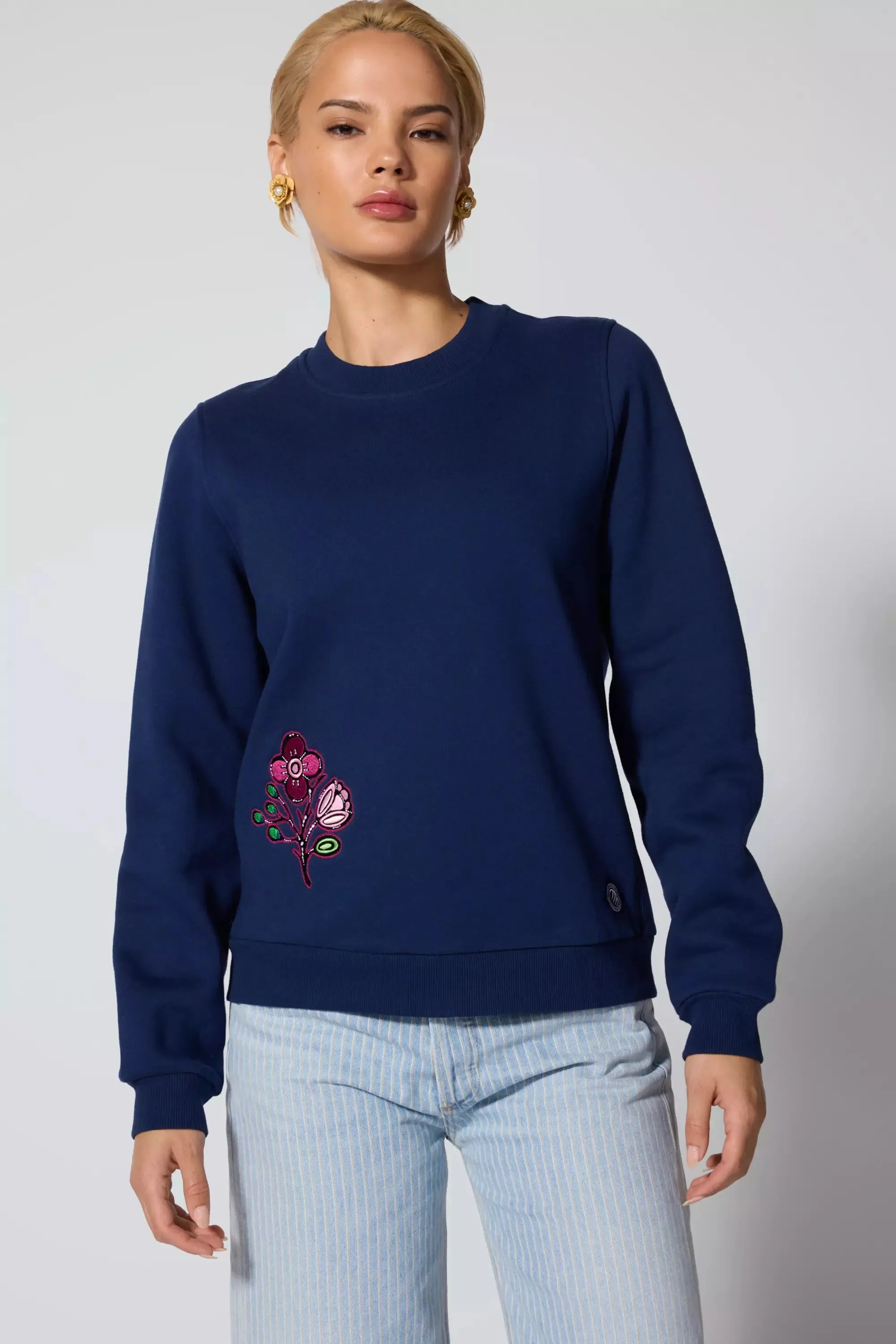 Comfort Fleece Embroidered Sweatshirt - Navy