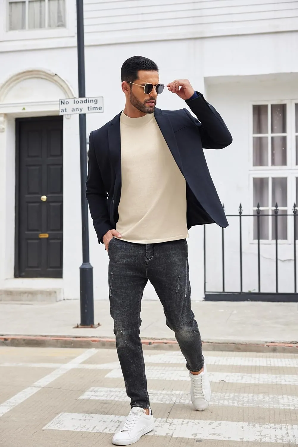 COOFANDY Men's Mock Turtleneck Long Sleeve T Shirts Basic Casual Knitted Half Neck Thermal Lightweight Pullover Sweater
