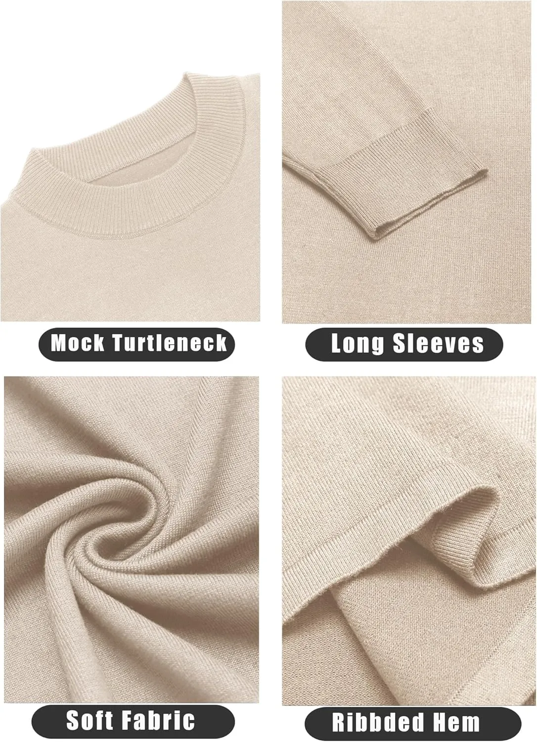 COOFANDY Men's Mock Turtleneck Long Sleeve T Shirts Basic Casual Knitted Half Neck Thermal Lightweight Pullover Sweater
