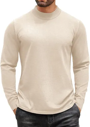 COOFANDY Men's Mock Turtleneck Long Sleeve T Shirts Basic Casual Knitted Half Neck Thermal Lightweight Pullover Sweater