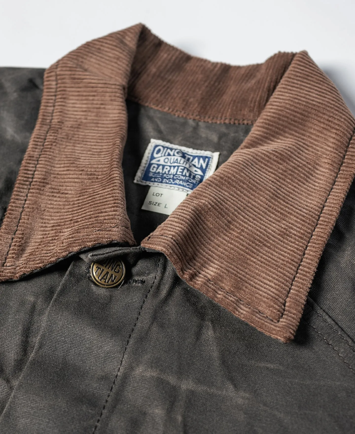 Corduroy-Trimmed Waxed Canvas Work Jacket