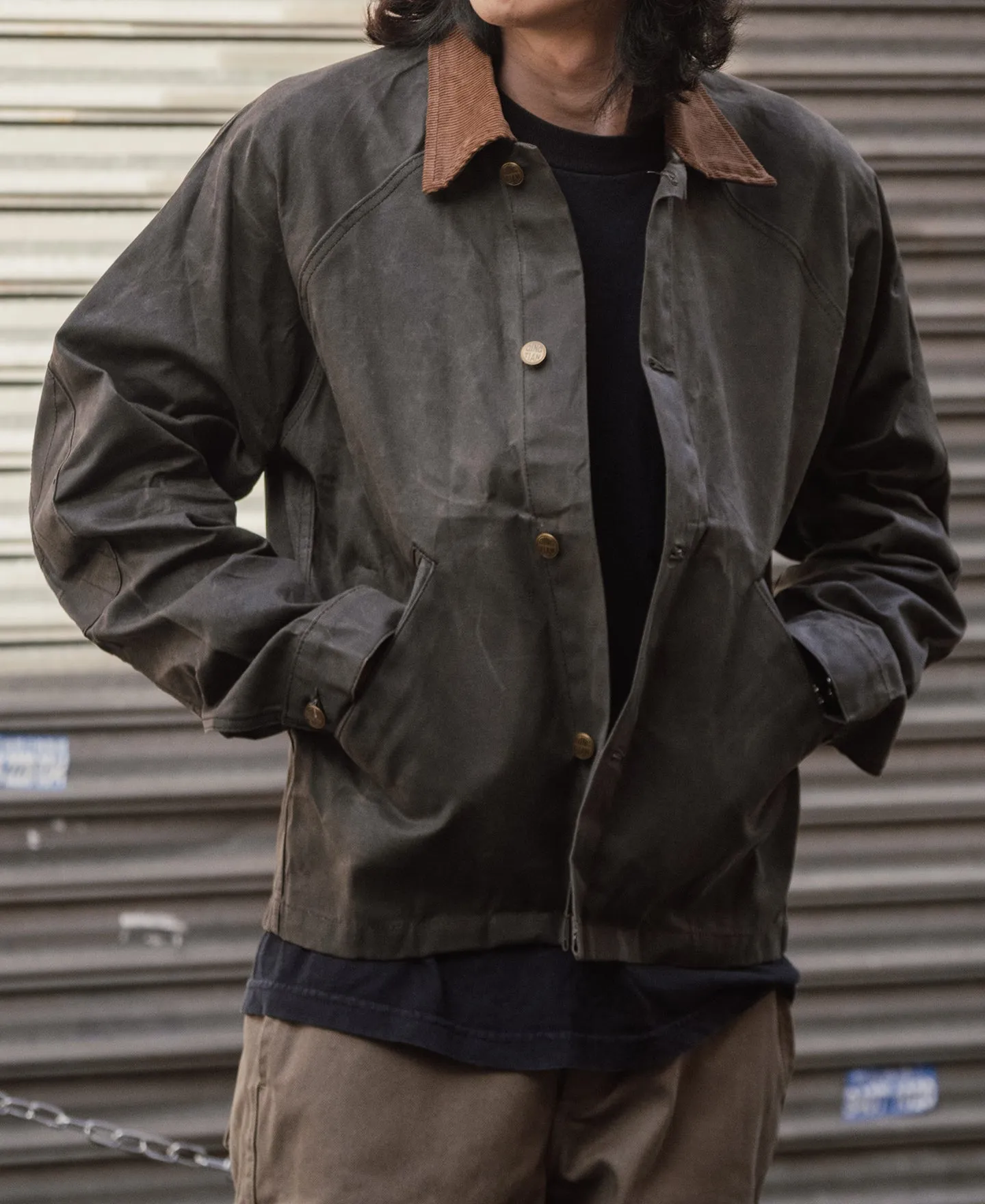 Corduroy-Trimmed Waxed Canvas Work Jacket