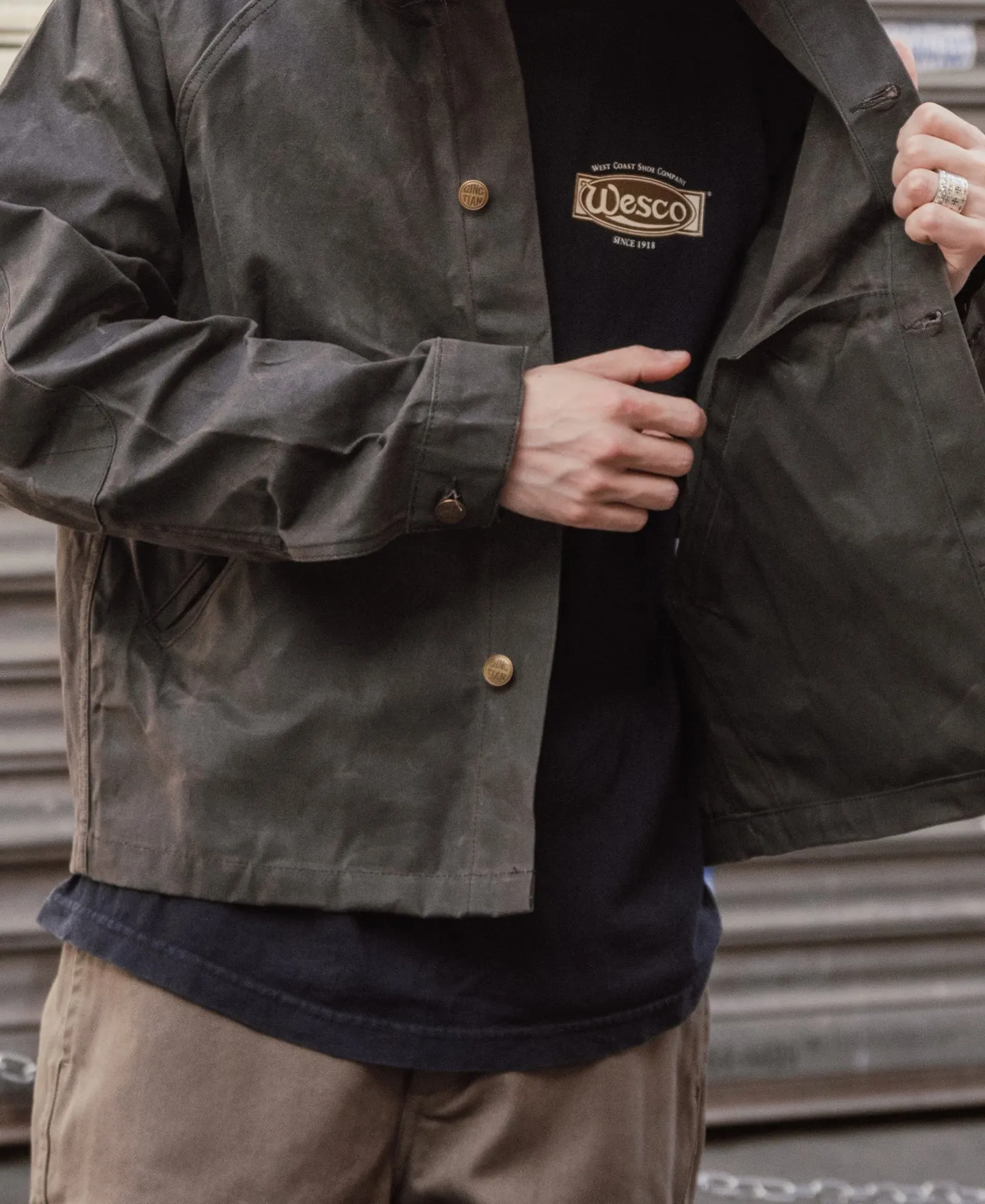 Corduroy-Trimmed Waxed Canvas Work Jacket