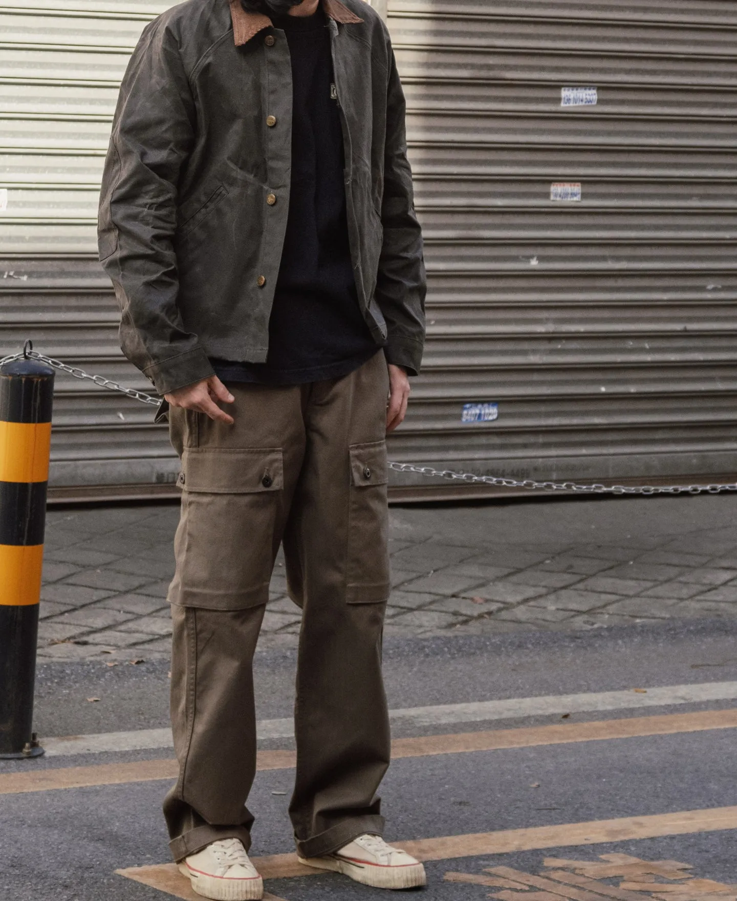 Corduroy-Trimmed Waxed Canvas Work Jacket