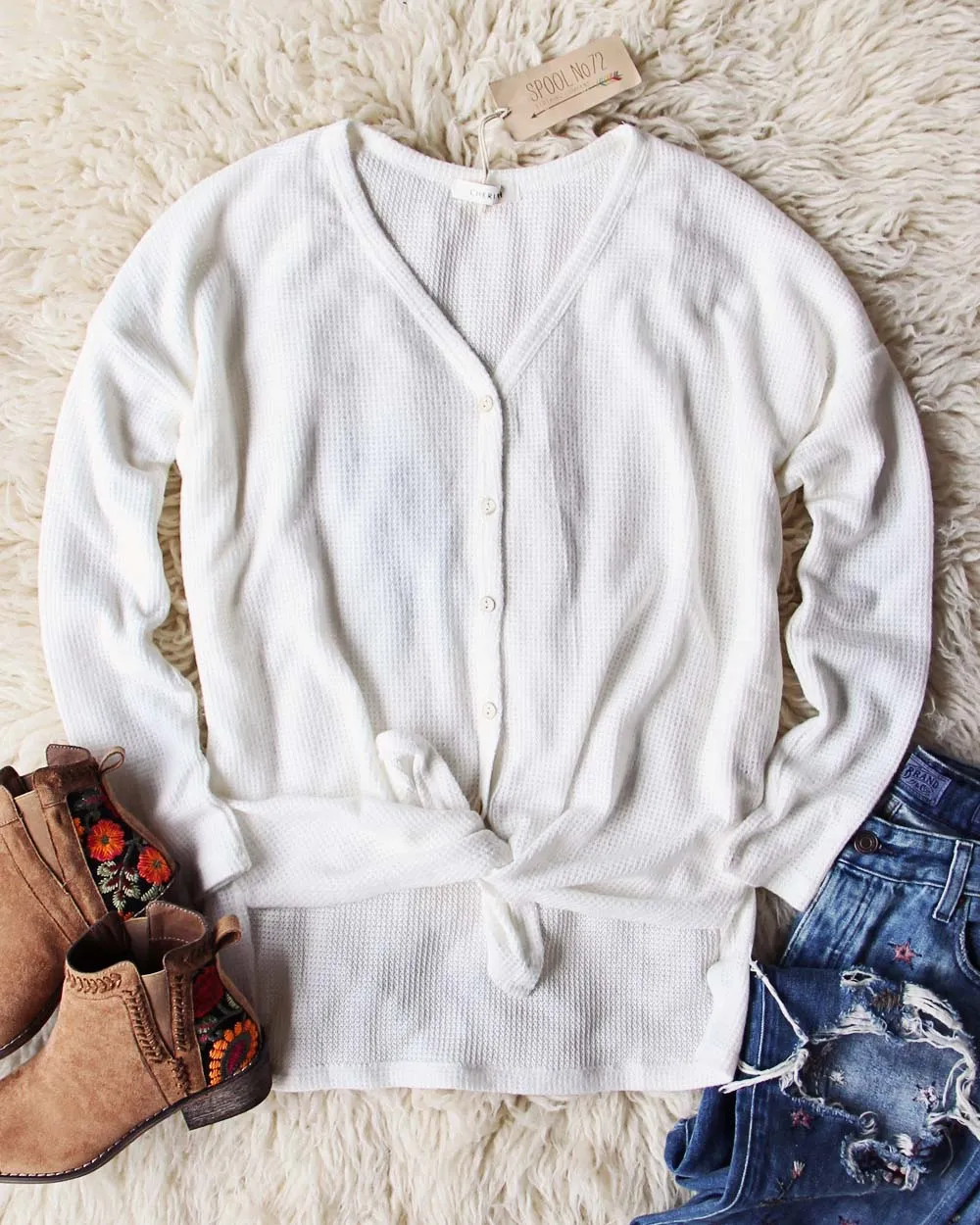 Cozy Tie Thermal in White