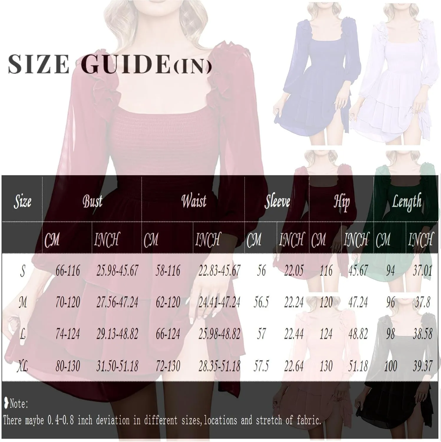 Cute Shift Tunic Dress for Women Ruffle Swing Babydoll Mini Long Sleevee Mini Knee Length Sun Dresses with Pockets