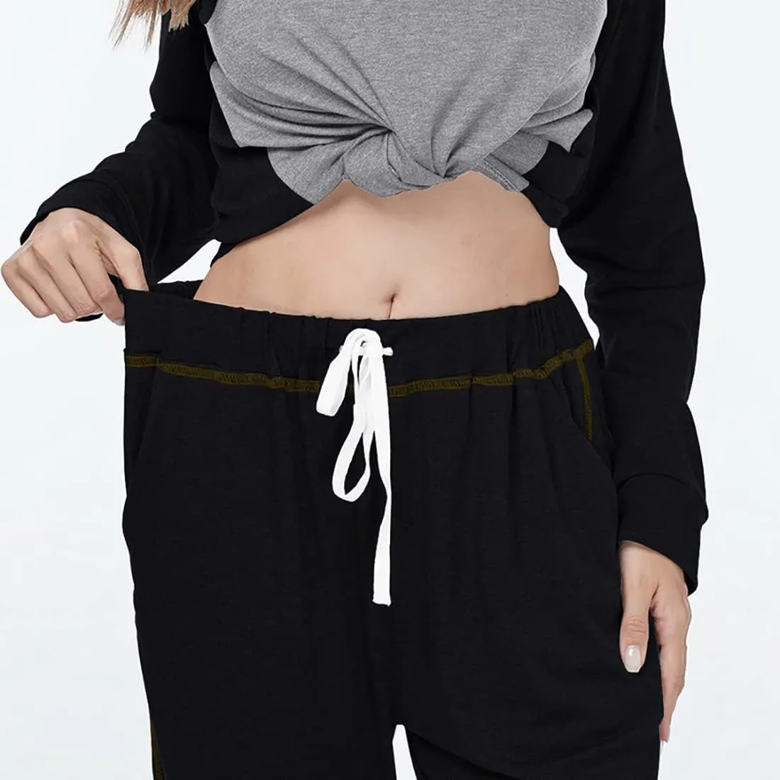 Cysincos Womens Sweatsuits 2 Piece Outfit Sweatpants Loungewear Jogger Pajama Set Long Sleeve Pullover Drawstring Pants