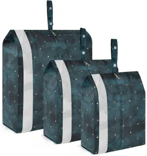 Dark Geometric 3 Set Travel Packing Cubes For Suitcases, Foldable, Garment Bag Closet Storage, Luggage Space Saver, Organizadores De Maletas Para
