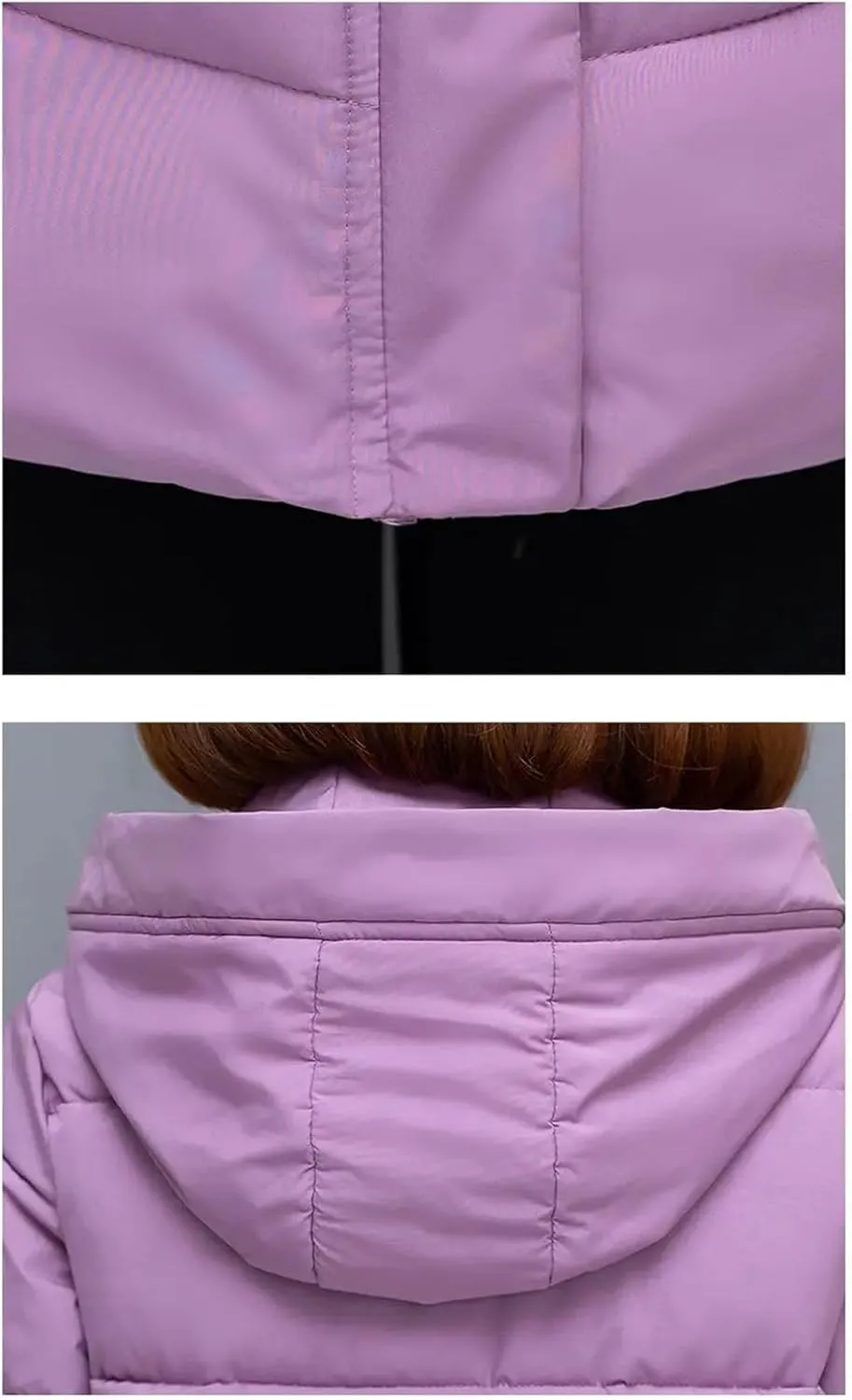 DBFBDTU Womens Mid-Length Coat Winter Jacket Female Hooded Cotton-Padded Parkas Coat Zipper Outwear