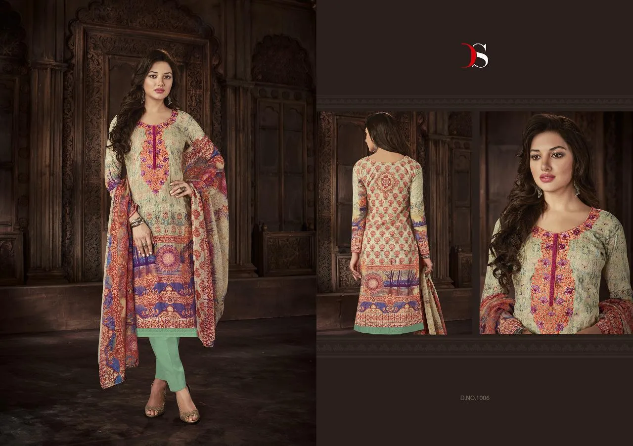 Deepsy Suit Florent 22 Pure Cotton Embroidery Work Pakistani Collection Suits