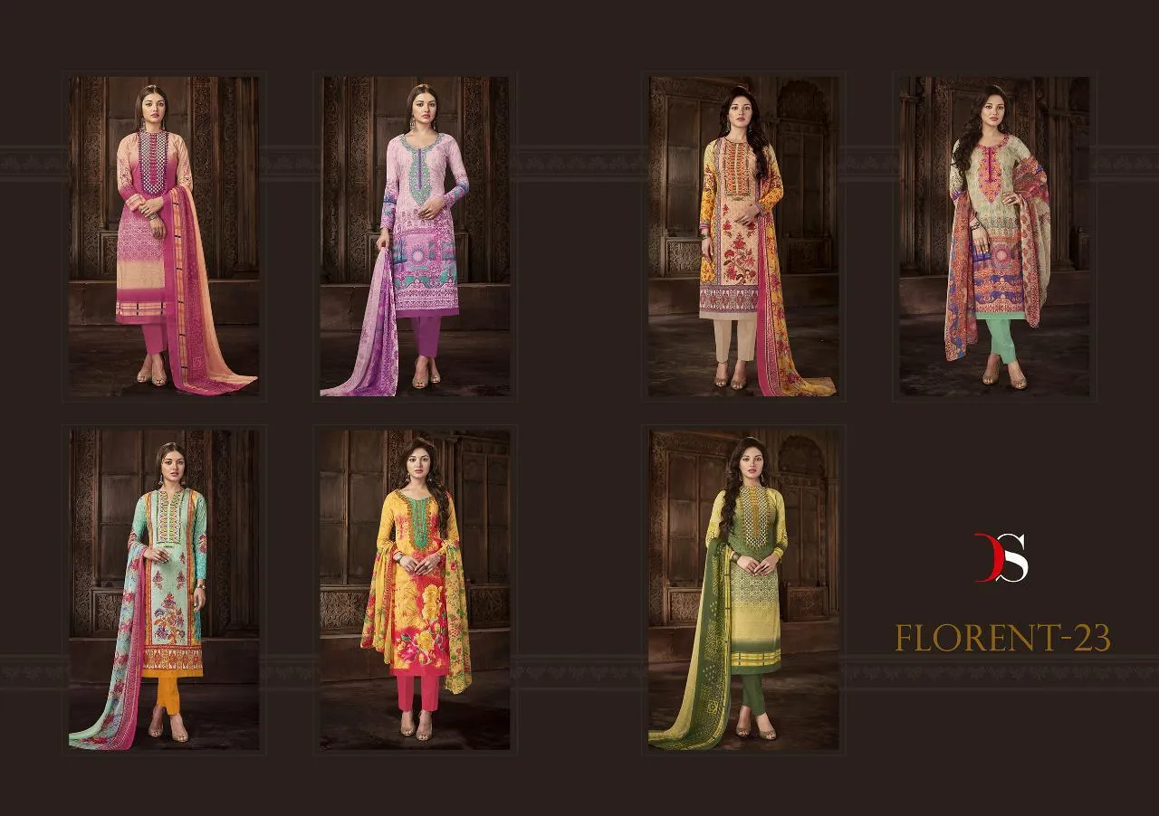 Deepsy Suit Florent 22 Pure Cotton Embroidery Work Pakistani Collection Suits