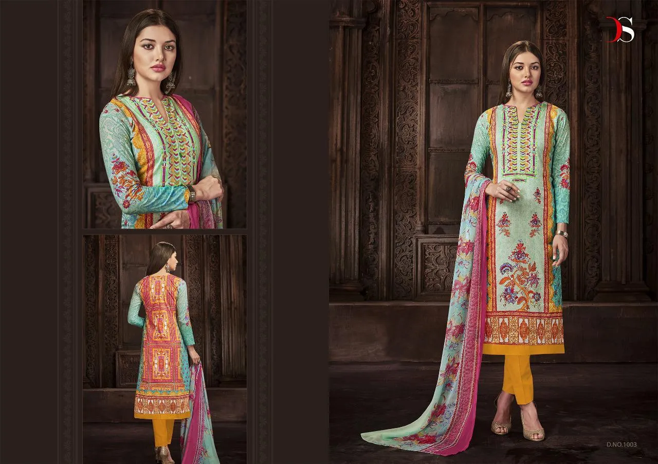 Deepsy Suit Florent 22 Pure Cotton Embroidery Work Pakistani Collection Suits