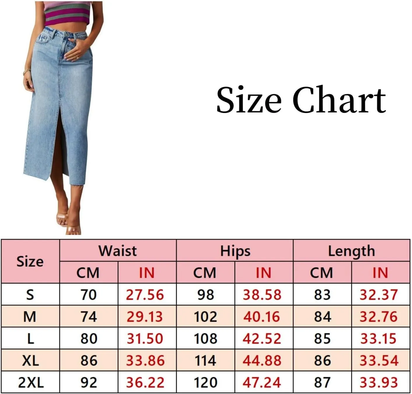 Denim Skirts for Womens High Waisted Washed Raw Hem Casual A-Line Long Jean Skirts