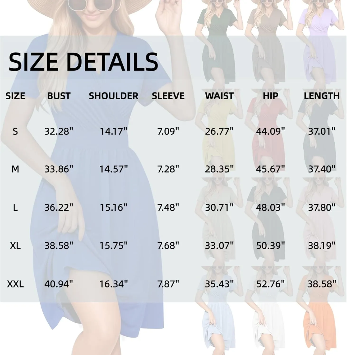 Dresses for Women 2025 Elegant Classy Summer Beach Casual V Neck Empire Waist Knee Length Sundress with Sleeves