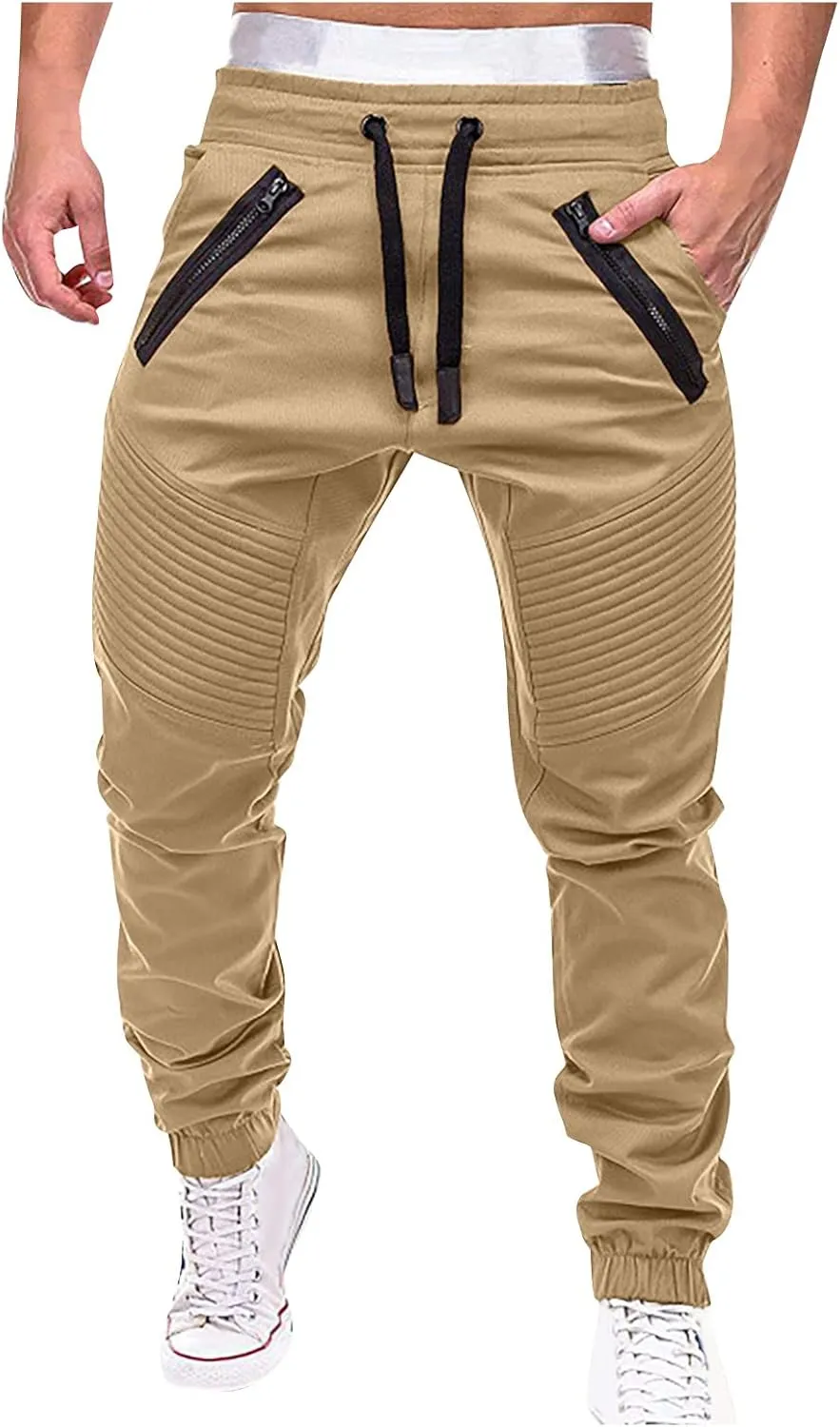 DuDubaby Mens Lounge Pants Mens Stretch Pants Overalls Drawstring Multi Pocket Casual Pants Hiking Pants Cotton Twill Pants