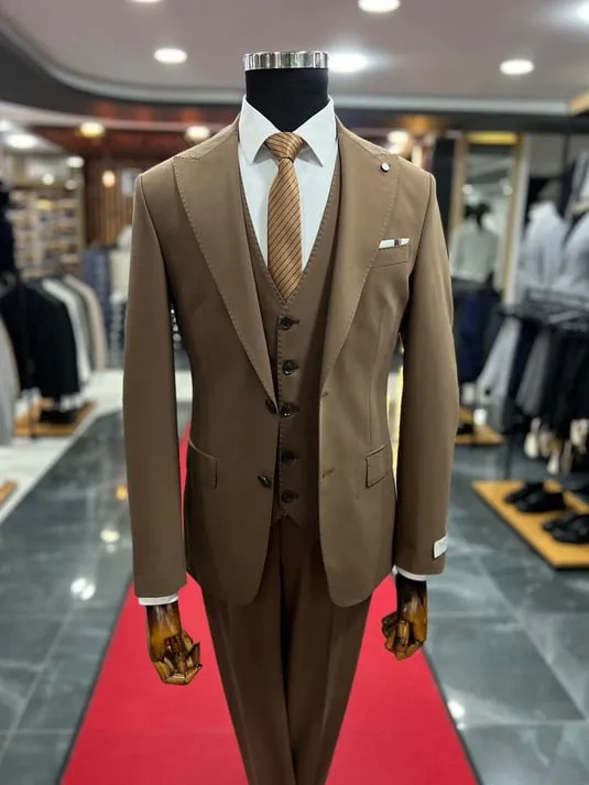 Exclusive Slimfit Suit with Brown Vest SCB-184