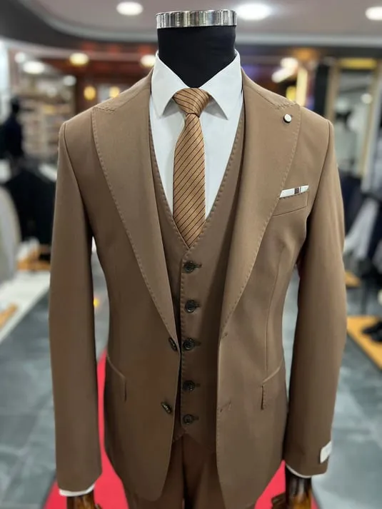 Exclusive Slimfit Suit with Brown Vest SCB-184