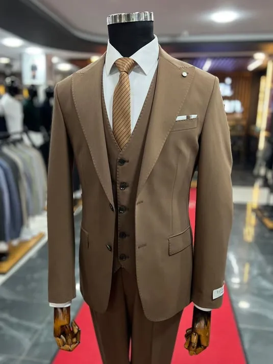 Exclusive Slimfit Suit with Brown Vest SCB-184