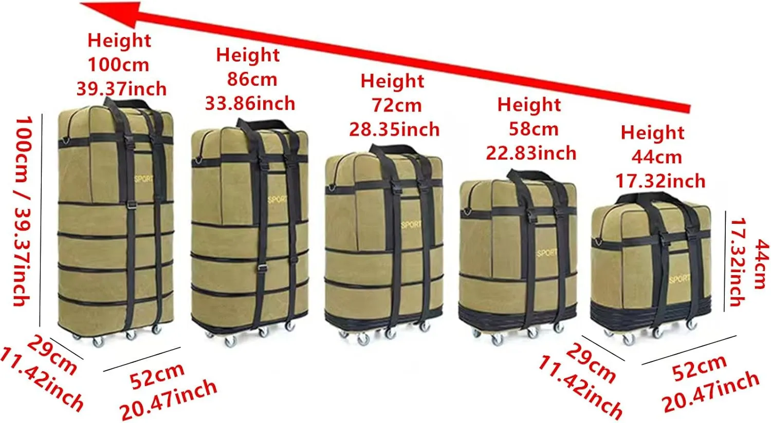 Expandable Extra Large Travel Canvas Duffel Bag with Wheels Lightweight Traveling Foldable Suitcase (Black Canvas, XL - 6 wheels)