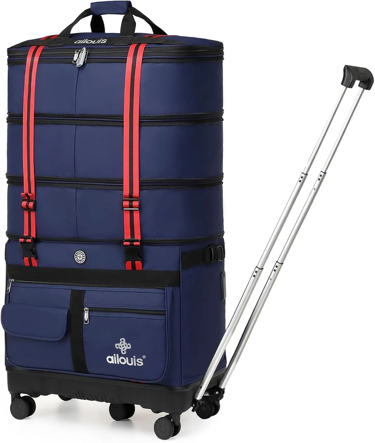 Expandable Foldable Luggage Bag with Telescoping Handle Collapsible Suitcase with Removable Universal Wheels Rolling Travel Bag for Men Women Duffel Bag