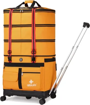 Expandable Foldable Luggage Bag with Telescoping Handle Collapsible Suitcase with Removable Universal Wheels Rolling Travel Bag for Men Women Duffel Bag