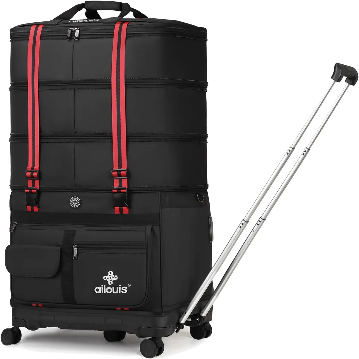 Expandable Foldable Luggage Bag with Telescoping Handle Collapsible Suitcase with Removable Universal Wheels Rolling Travel Bag for Men Women Duffel Bag