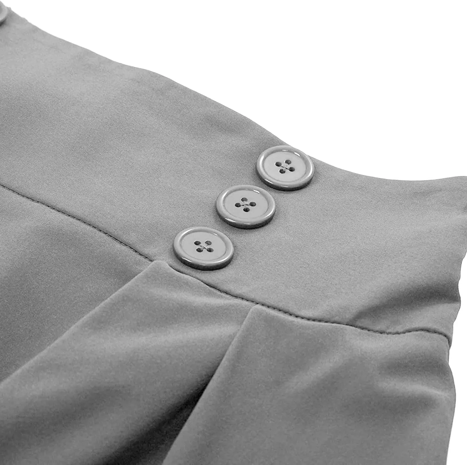 Fall Skirts for Women 2024 Pleated Wool Skirts Casual Button Elastic Waist A-Line Tartan Midi Skirts