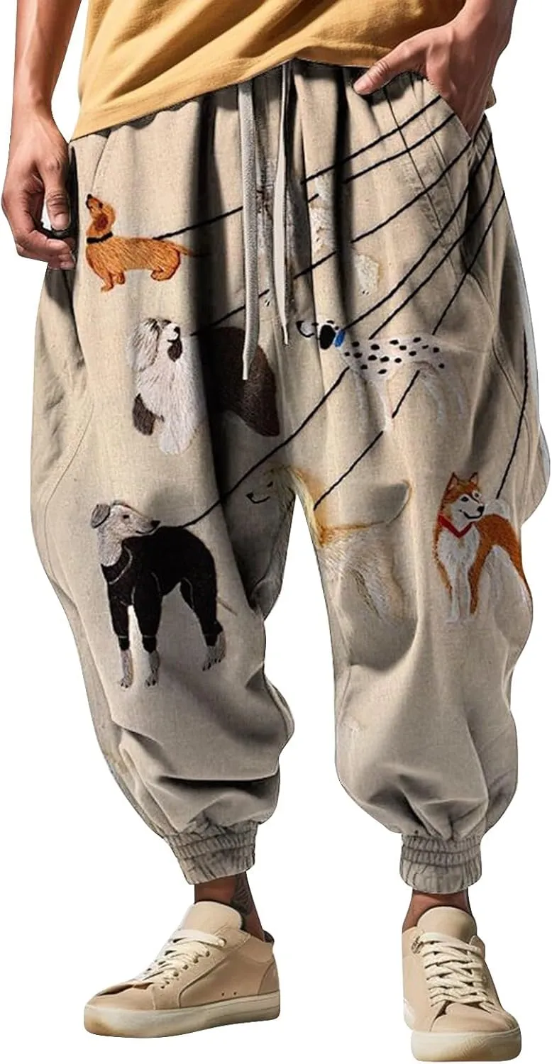 Fashion Solid Color Oversized Tapered Pants Casual Sweatpants Mens Cotton Harem Pants Cloak Kung Fu