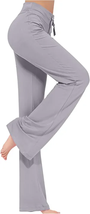 Flare Yoga Pants for Women Casual High Waist Drawstring Workout Bootcut Leggings Tummy Control Trousers for Running