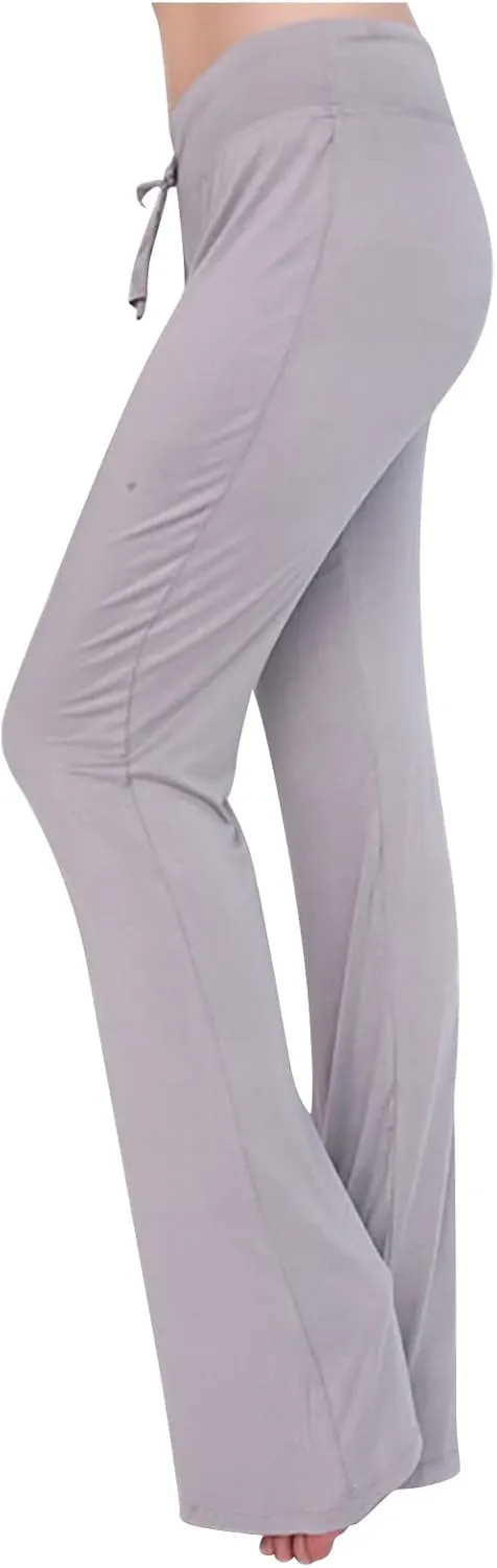 Flare Yoga Pants for Women Casual High Waist Drawstring Workout Bootcut Leggings Tummy Control Trousers for Running
