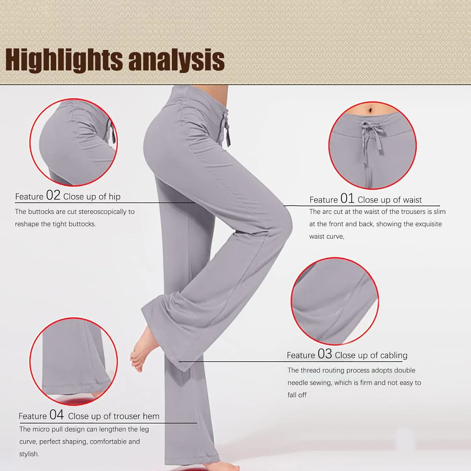 Flare Yoga Pants for Women Casual High Waist Drawstring Workout Bootcut Leggings Tummy Control Trousers for Running