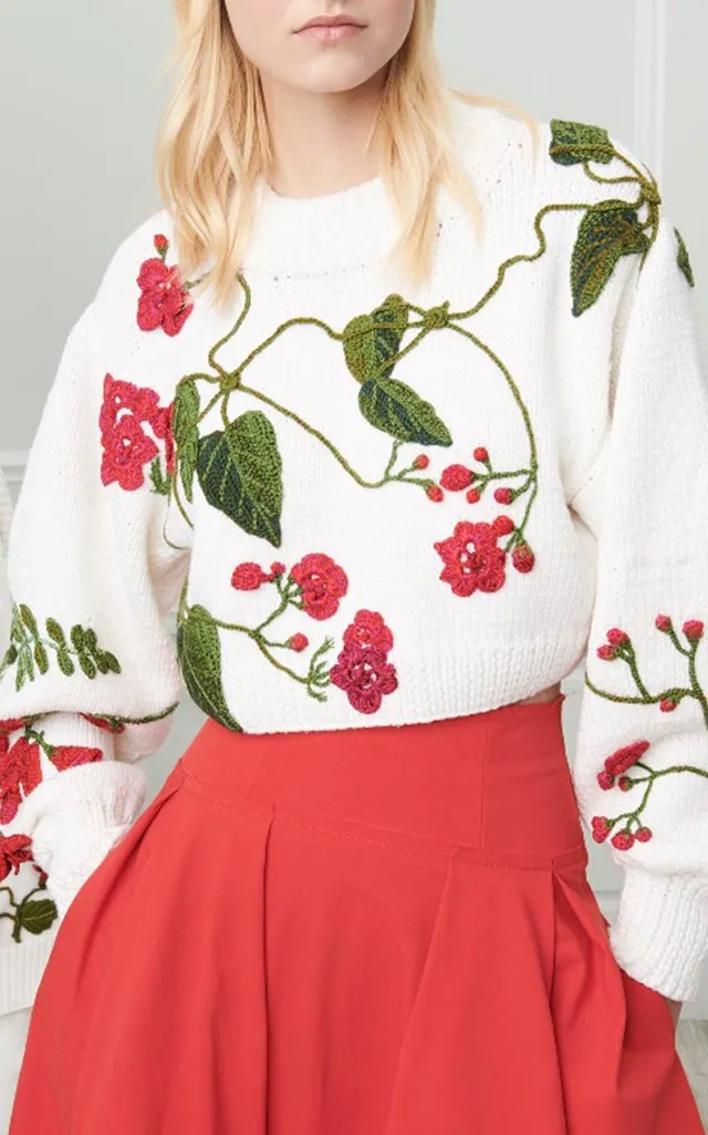 Floral Cropped Sweater