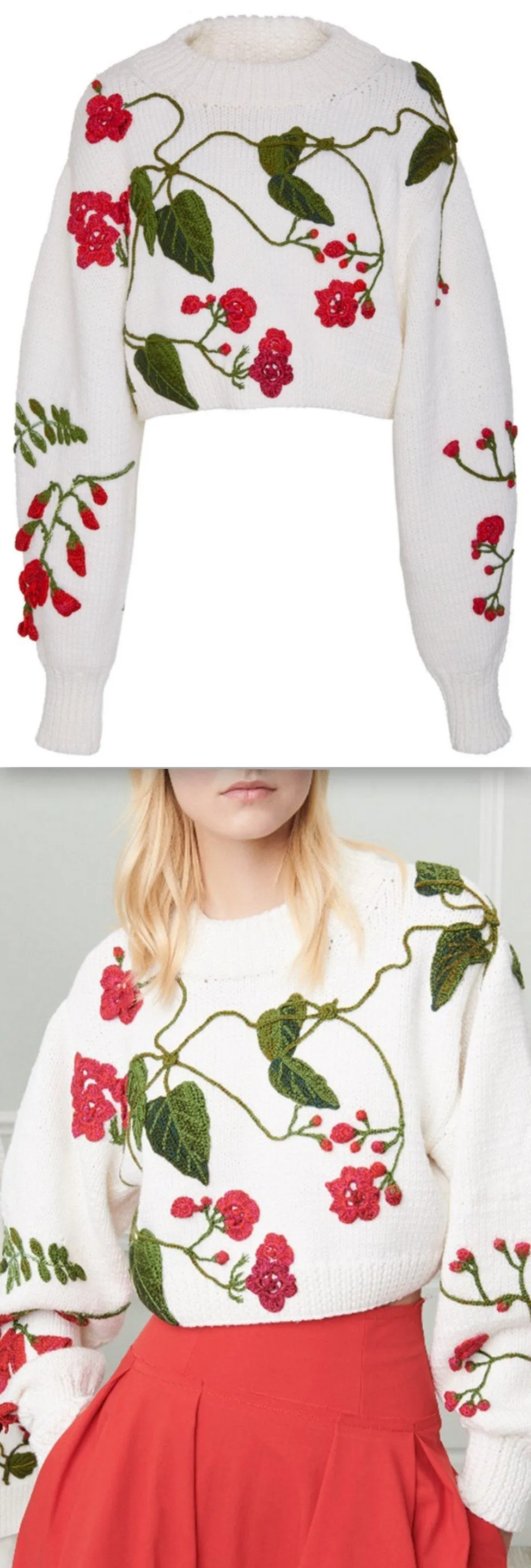 Floral Cropped Sweater