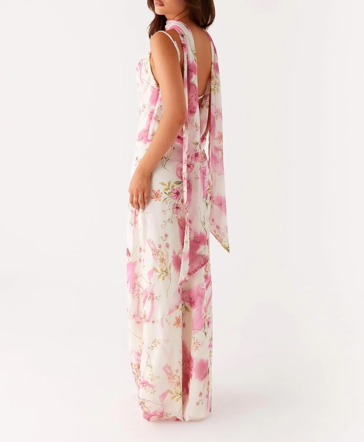 Floral Spaghetti Strap Maxi Dress Mesh Bodycon Sexy Backless Open Back Tie Up Slip Party Long Dresses Summer Sundress