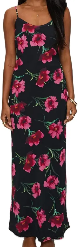 Floral Spaghetti Strap Maxi Dress Mesh Bodycon Sexy Backless Open Back Tie Up Slip Party Long Dresses Summer Sundress