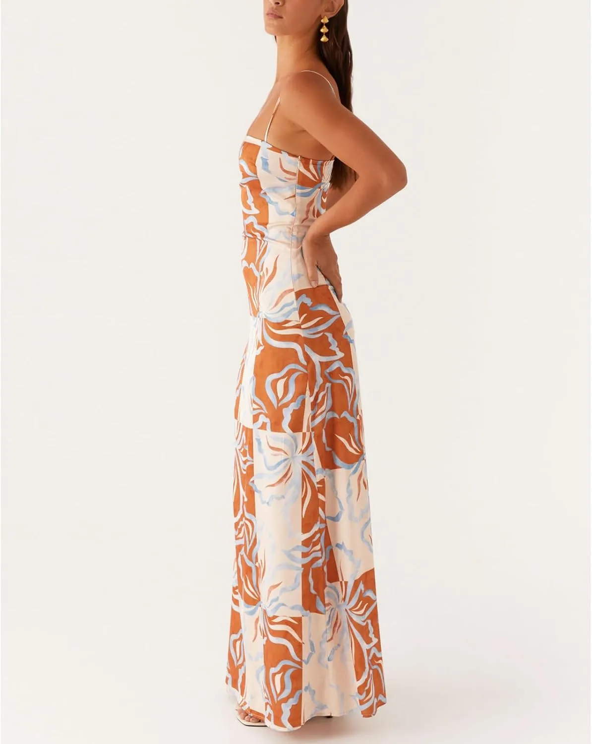 Floral Spaghetti Strap Maxi Dress Mesh Bodycon Sexy Backless Open Back Tie Up Slip Party Long Dresses Summer Sundress