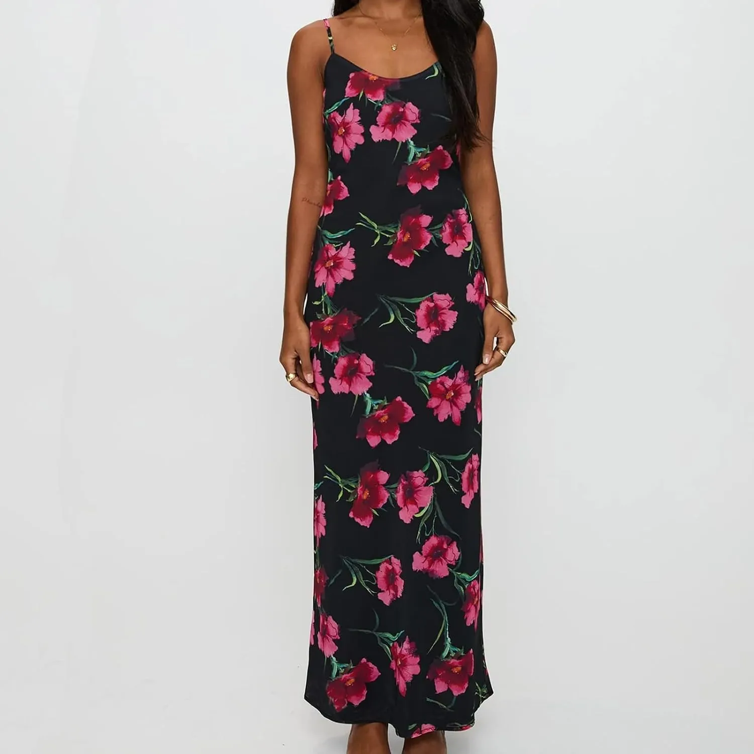 Floral Spaghetti Strap Maxi Dress Mesh Bodycon Sexy Backless Open Back Tie Up Slip Party Long Dresses Summer Sundress