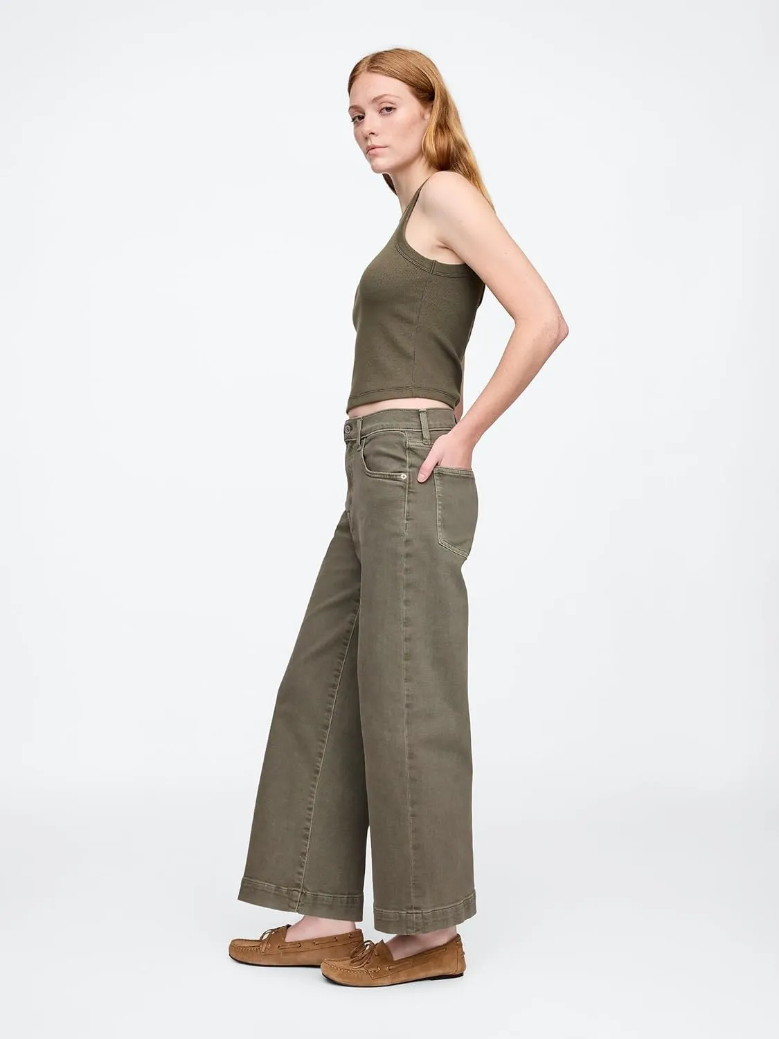 GAP Women's Wide Leg Cropped Jeans