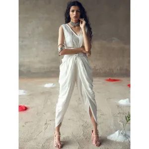 Gulaal Shuchika White Top With Cowl Pant (Set of 2)