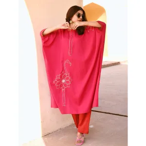 Gulaal Soha Pink Embroidered Kaftan and Pant (Set of 2)