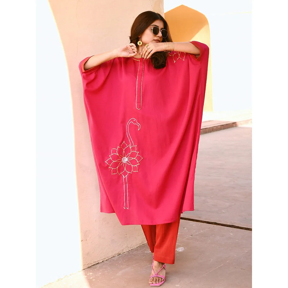Gulaal Soha Pink Embroidered Kaftan and Pant (Set of 2)