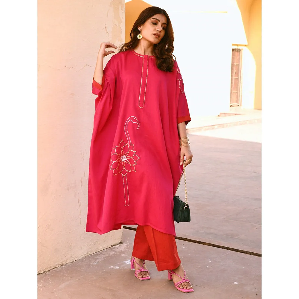 Gulaal Soha Pink Embroidered Kaftan and Pant (Set of 2)