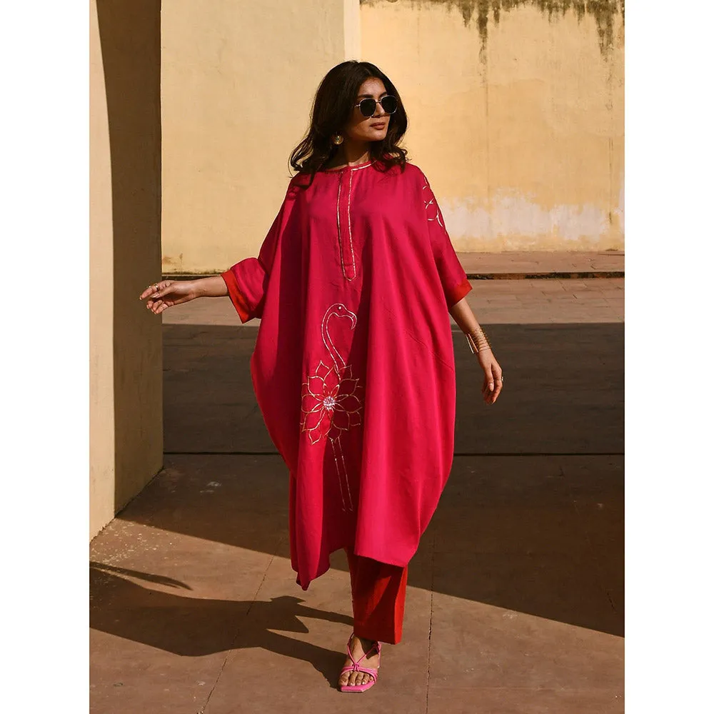 Gulaal Soha Pink Embroidered Kaftan and Pant (Set of 2)